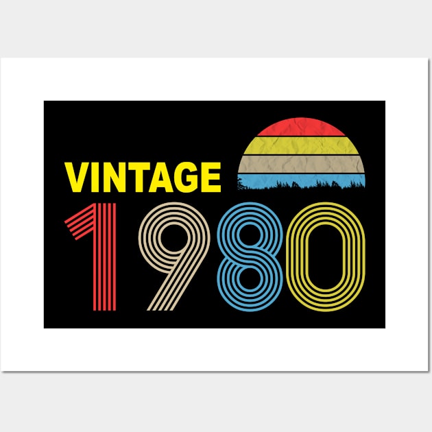 Vintage Retro year date birthday 1980 Wall Art by az_Designs